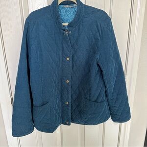Croft & Barrow Quilted Blue Snap Button Jacket with Pockets 100 Cotton Size L